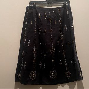2/$35 Ann Taylor Black with Gold Sequin Skirt 10 Petite P 10P